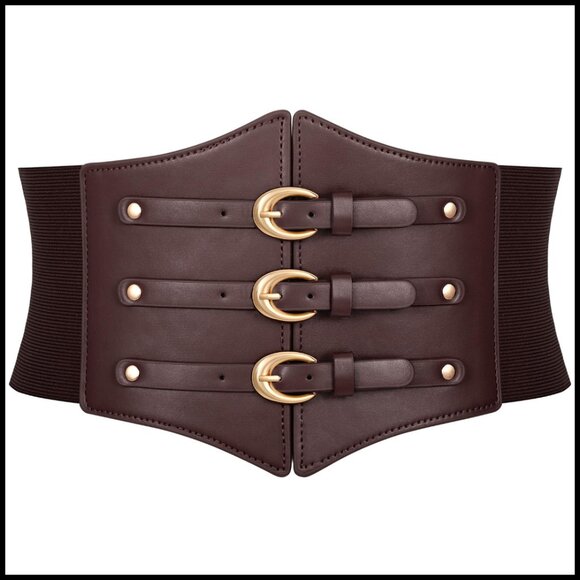 Wide Stretchy Corset Belt Gold Buckle Elastic Waist Waspie Y2K Chic main image 7